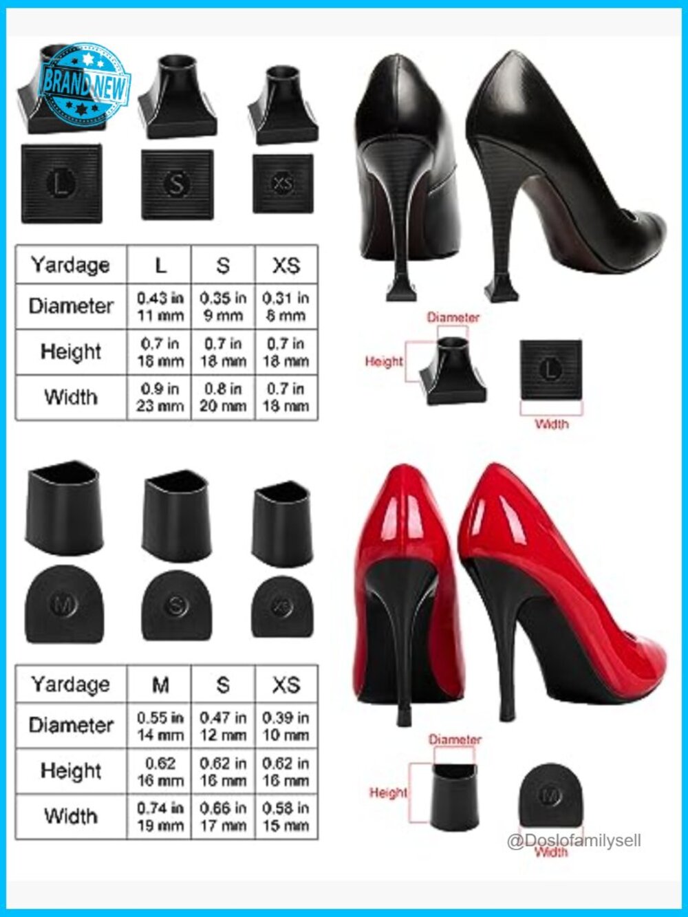 Heel Protectors for Stiletto Shoes Noise Reducing Non-Slip Caps Grass Friendly - Picture 2 of 5